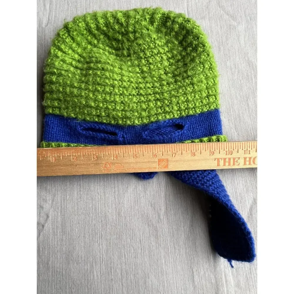 Andes Gifts Ninja Turtle Mask Beanie Hat Green Blue Alpaca Blend Handmade OS